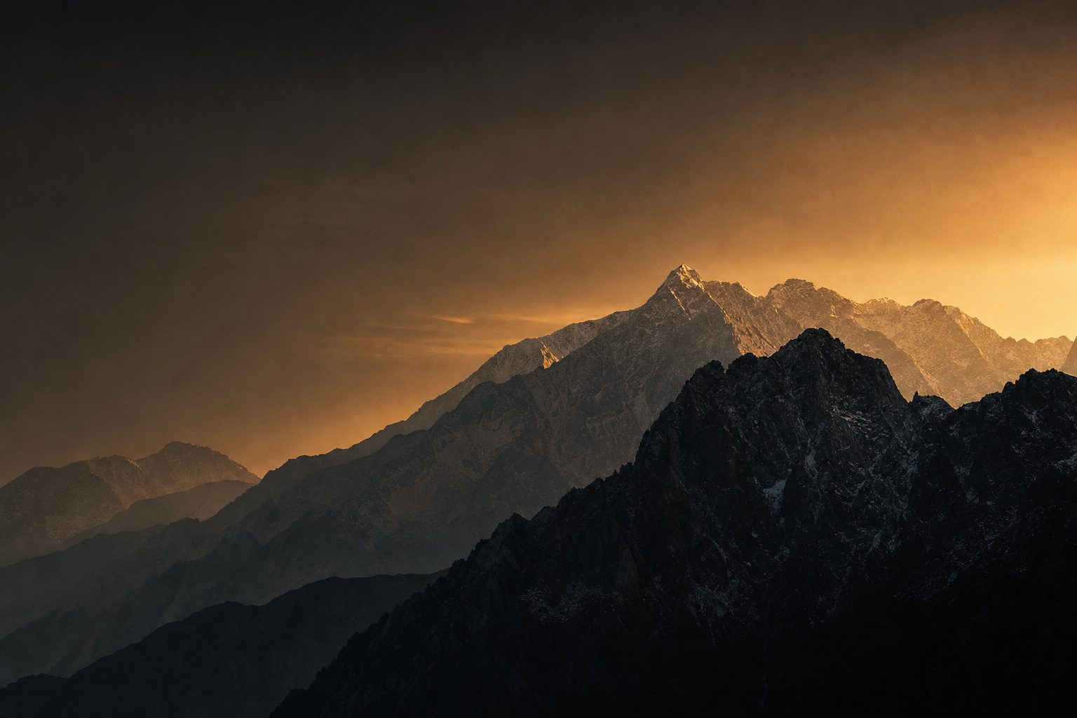 Colorado Rocky Mountain ridgelines at sunrise